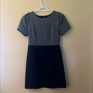 LOFT Gray and Black Puff Sleeve Dress. Size 00P.